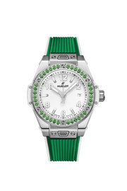 Hublot Big Bang Joyful Steel Apple Green 485.SG.2210.RX.1222 - cassa acciaio - cinturino gomma verde - quadrante bianco con datario